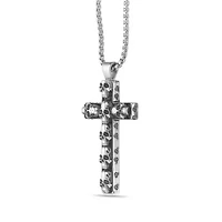Black Oxidized Stainless Steel Cross Pendant Necklace