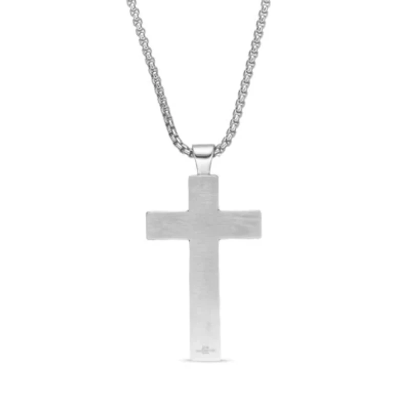 Black Oxidized Stainless Steel Cross Pendant Necklace