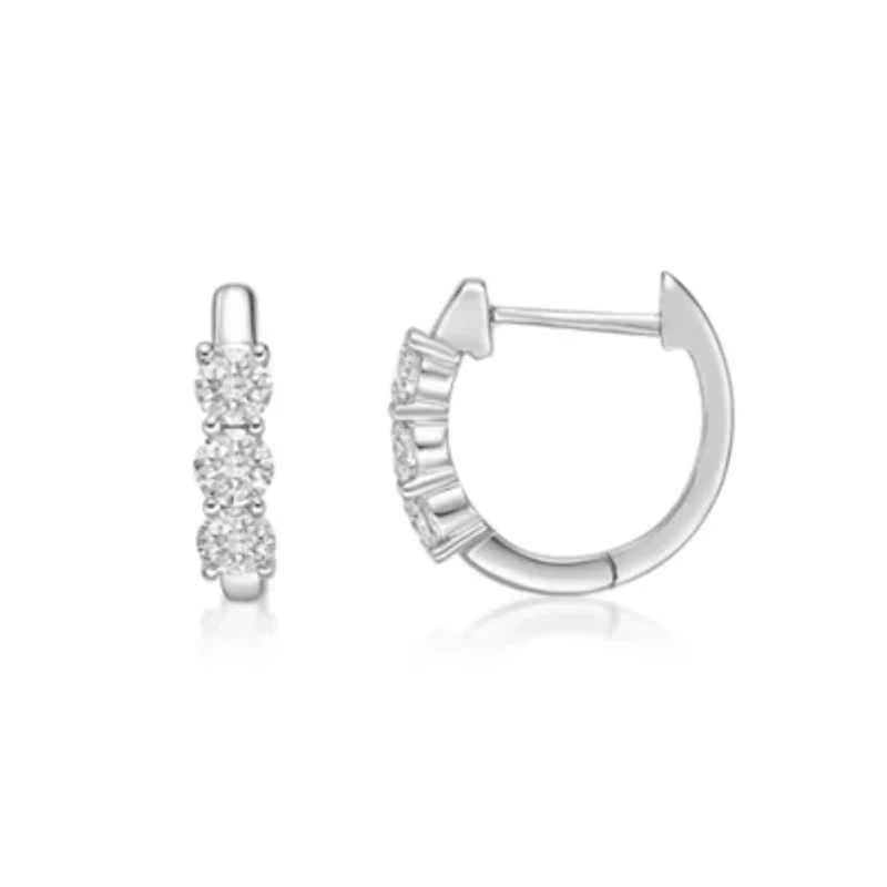 Lab Created 1 ct. t.w. Lab Grown Diamond Hoop Earrings in 10K White Gold