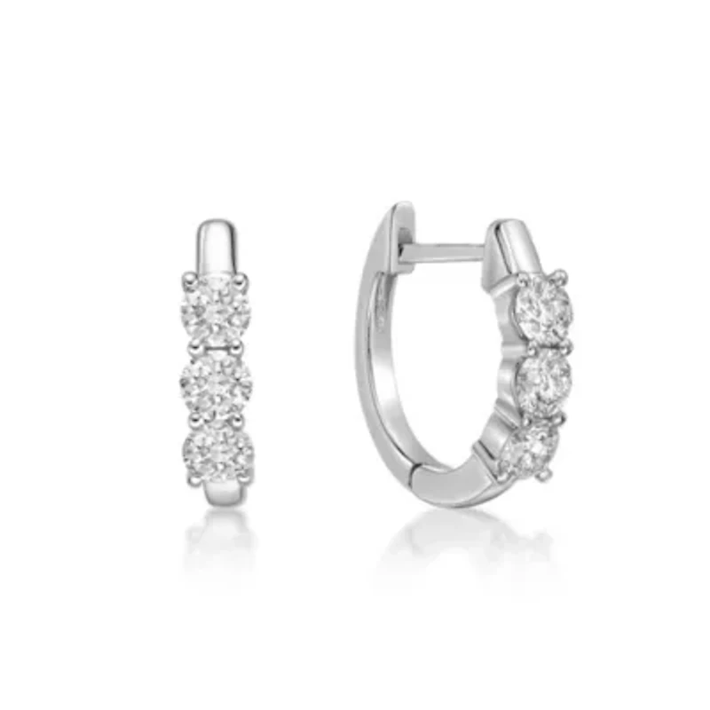 Lab Created 1 ct. t.w. Lab Grown Diamond Hoop Earrings in 10K White Gold