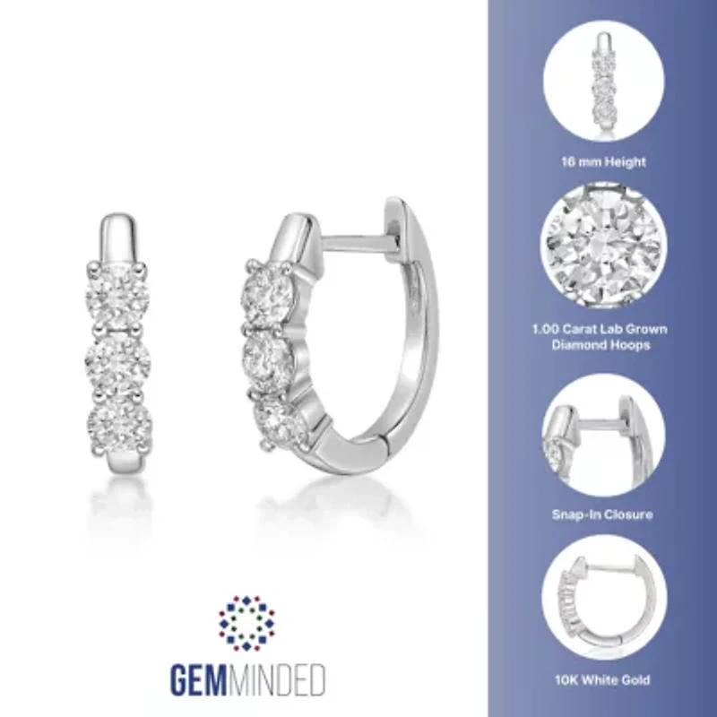 Lab Created 1 ct. t.w. Lab Grown Diamond Hoop Earrings in 10K White Gold