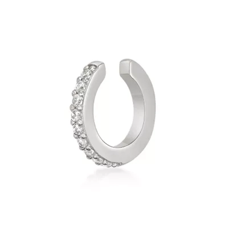 Lab Created Lab-Grown Diamond Accent Ear Cuff Sterling Silver