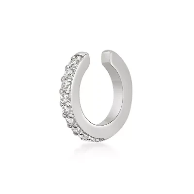 Lab Created Lab-Grown Diamond Accent Ear Cuff Sterling Silver