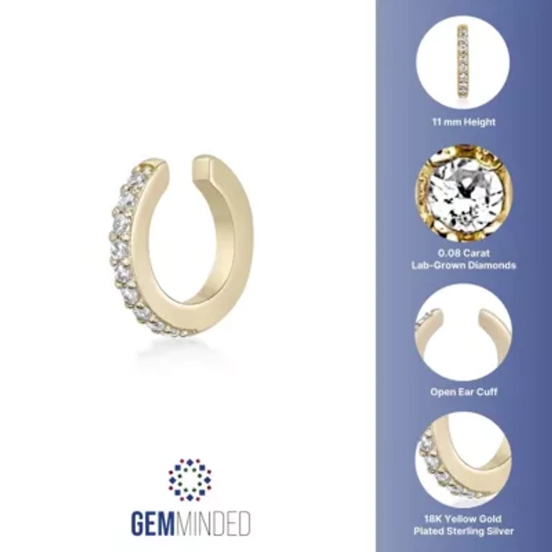Lab Created Gemminded Lab-Grown Diamond Accent Ear Cuff in 18k Gold Over Silver