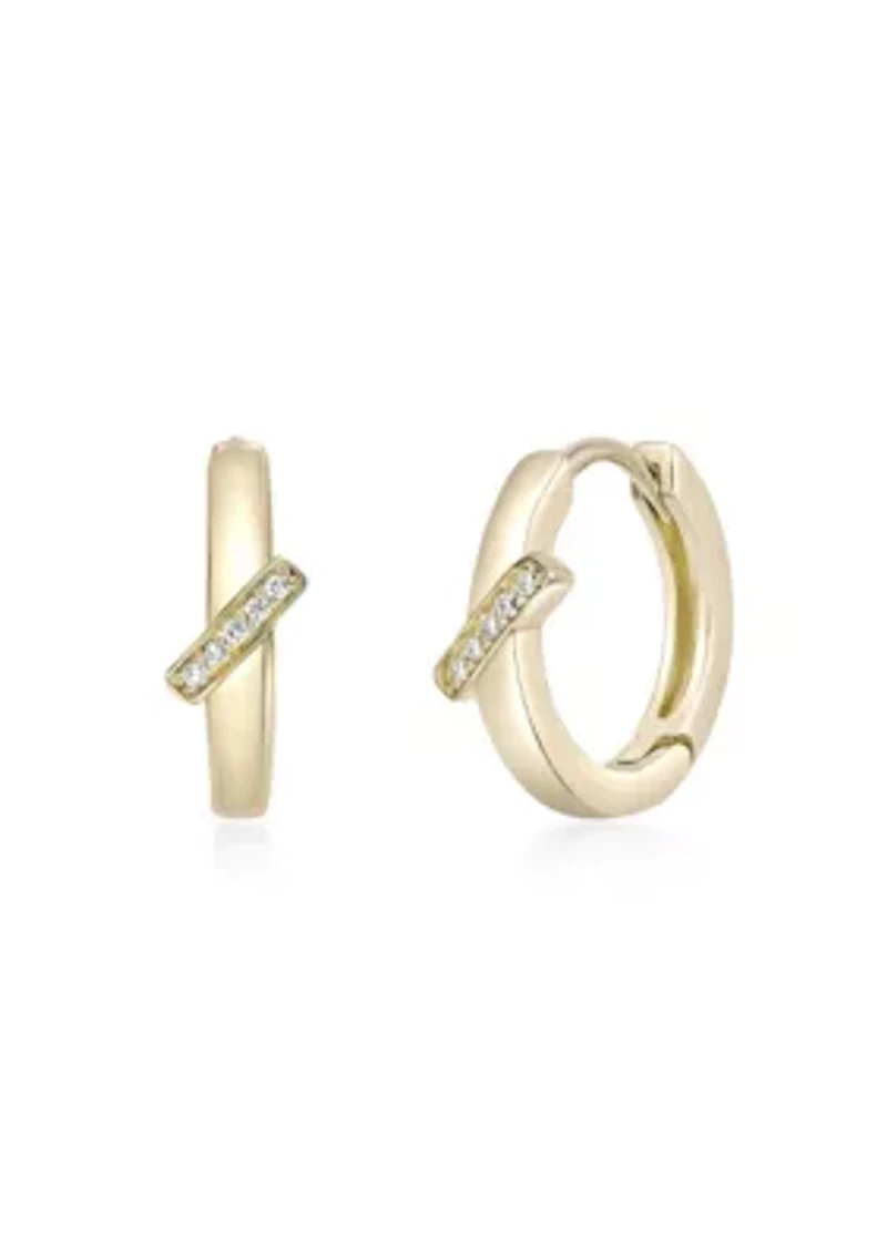Lab Created Gemminded Lab-Grown Diamond Accent Hoop Earrings in 18k Gold Over Silver