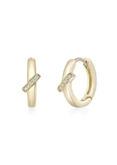Lab Created Gemminded Lab-Grown Diamond Accent Hoop Earrings in 18k Gold Over Silver