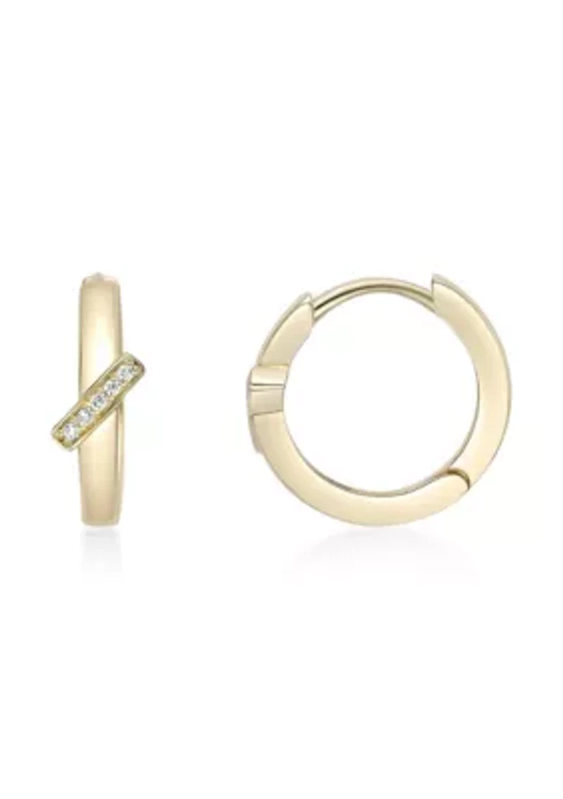 Lab Created Gemminded Lab-Grown Diamond Accent Hoop Earrings in 18k Gold Over Silver