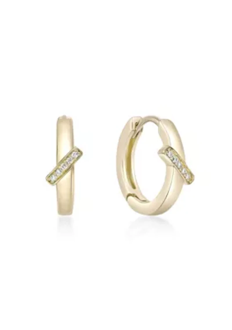 Lab Created Gemminded Lab-Grown Diamond Accent Hoop Earrings in 18k Gold Over Silver