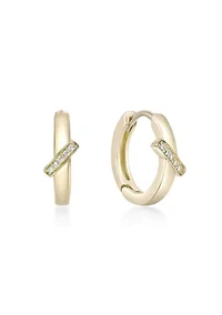 Lab Created Gemminded Lab-Grown Diamond Accent Hoop Earrings in 18k Gold Over Silver