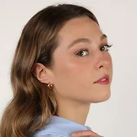Lab Created Gemminded Lab-Grown Diamond Accent Hoop Earrings in 18k Gold Over Silver