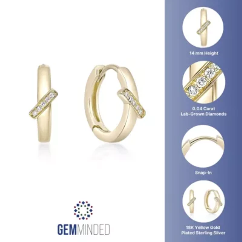 Lab Created Gemminded Lab-Grown Diamond Accent Hoop Earrings in 18k Gold Over Silver