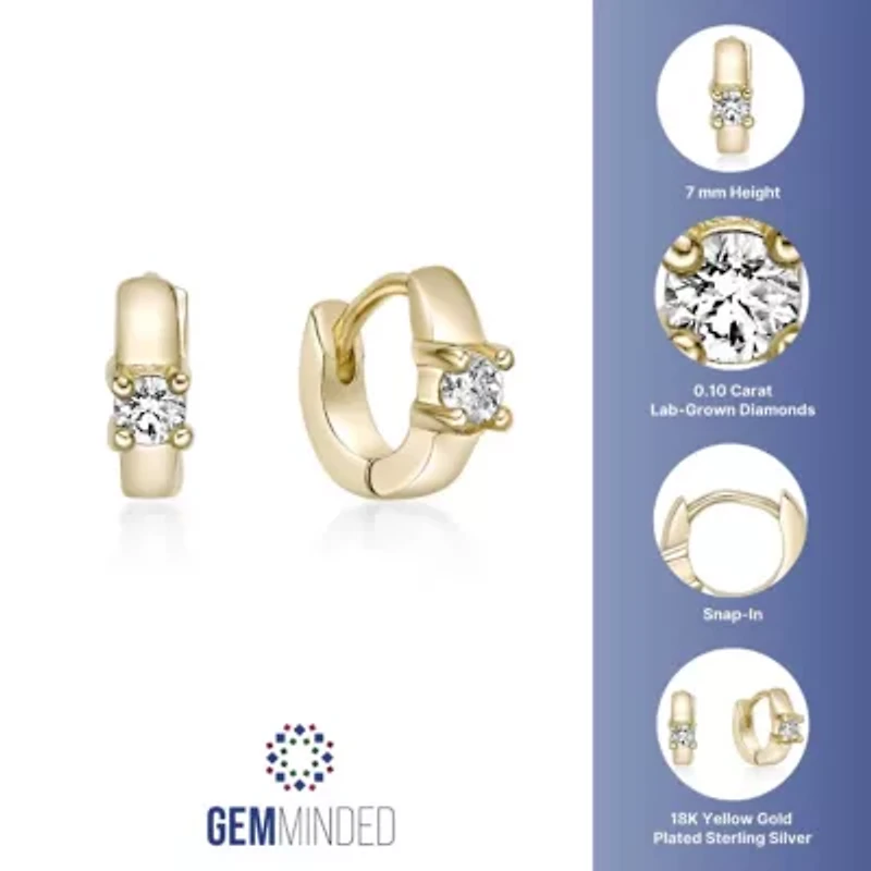 Lab Created Gemminded 1/10 ct. t.w. Lab-Grown Diamond Hoop Earrings in 18k Gold Over Silver