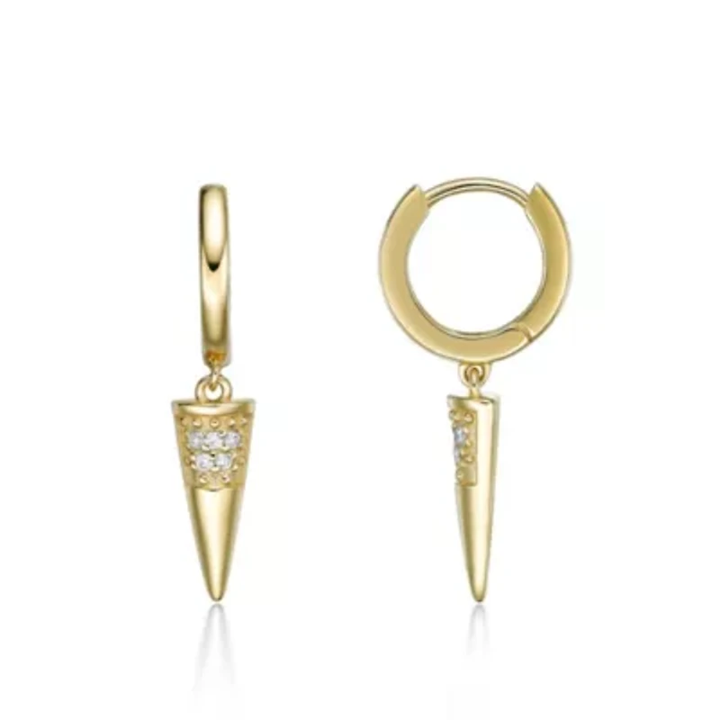 Lab Created 1/10 ct. t.w. Lab Grown Diamond Spike Earrings in 18K Gold Plated Silver