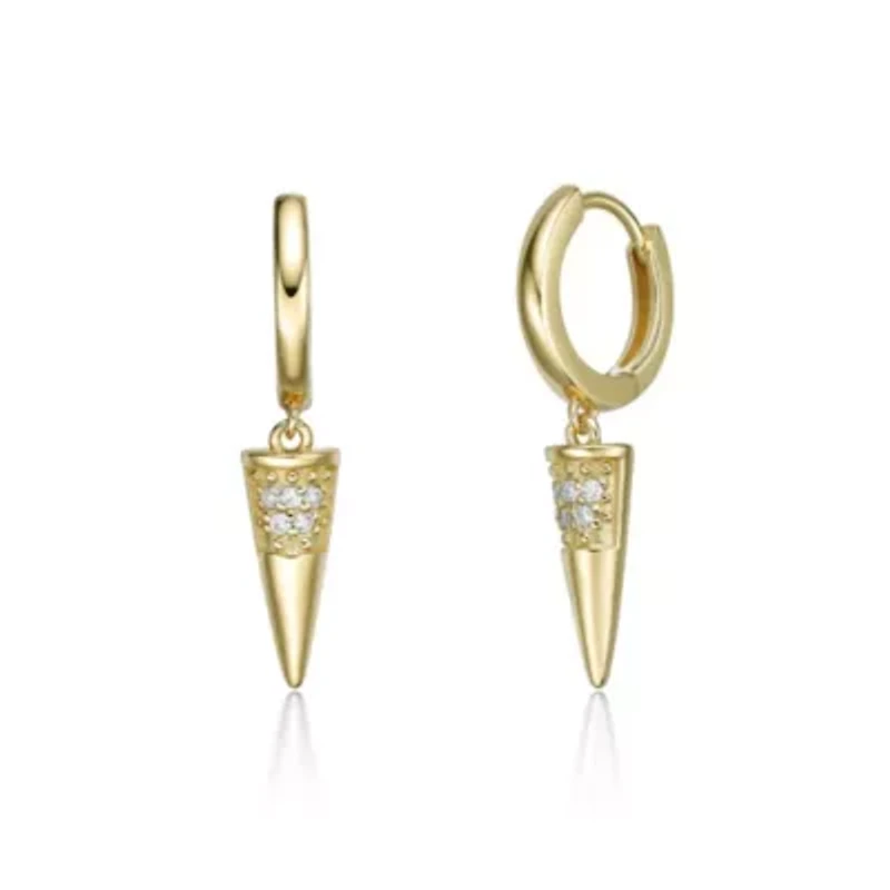 Lab Created 1/10 ct. t.w. Lab Grown Diamond Spike Earrings in 18K Gold Plated Silver