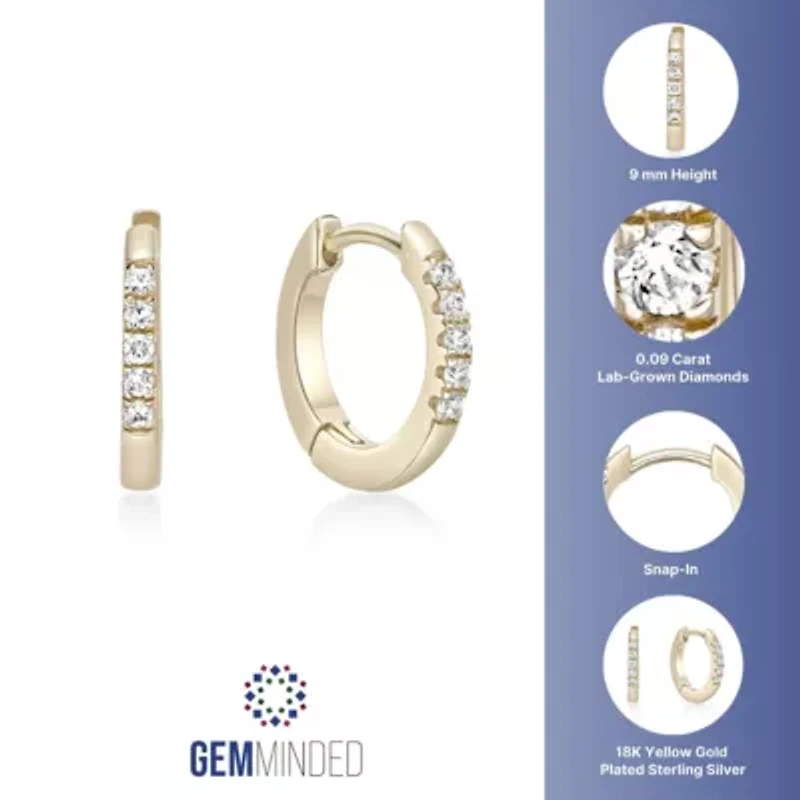 Lab Created Gemminded 1/ ct. t.w. Lab-Grown Diamond Hoop Earrings in 18k Gold Over Silver