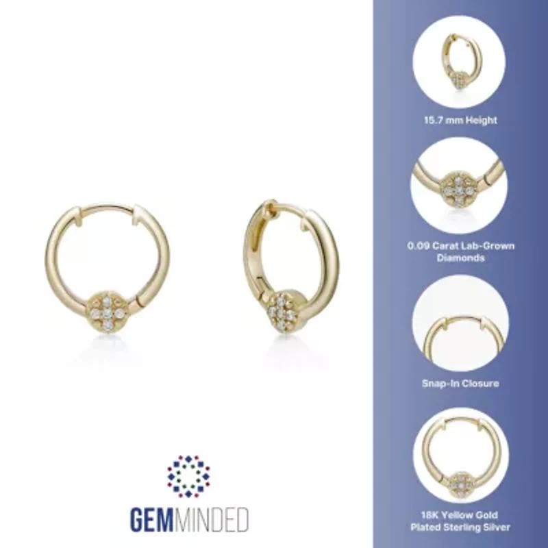 Lab Created Gemminded 1/10 ct. t.w. Lab-Grown Diamond Hoop Earrings in 18k Gold Over Silver