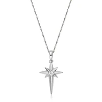 Lab Created Lab-Grown Diamond Accent Star Pendant Necklace Sterling Silver