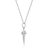 Lab Created Lab-Grown Diamond Accent Star Pendant Necklace Sterling Silver