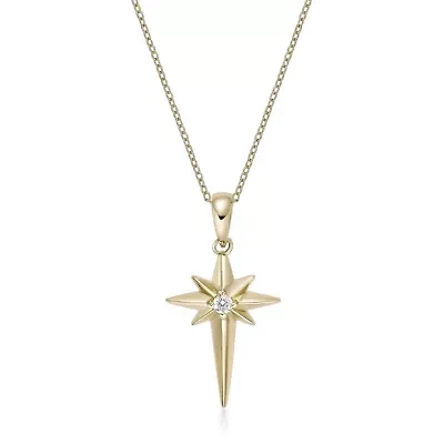 Lab Created Gemminded Lab-Grown Diamond Accent Star Pendant Necklace in 18k Gold Over Silver