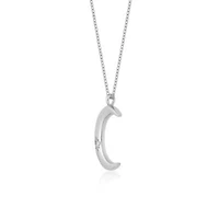 Lab Created Lab-Grown Diamond Accent Moon Pendant Necklace in Sterling Silver