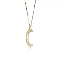 Lab Created Gemminded Lab-Grown Diamond Accent Moon Pendant Necklace in 18k Gold Over Silver