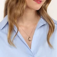 Lab Created Gemminded Lab-Grown Diamond Accent Moon Pendant Necklace in 18k Gold Over Silver