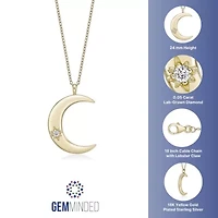 Lab Created Gemminded Lab-Grown Diamond Accent Moon Pendant Necklace in 18k Gold Over Silver