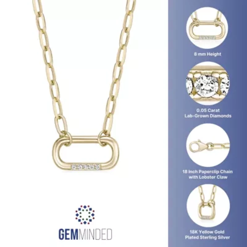 Lab Created Gemminded Lab-Grown Diamond Accent Pendant Necklace in 18k Gold Over Silver