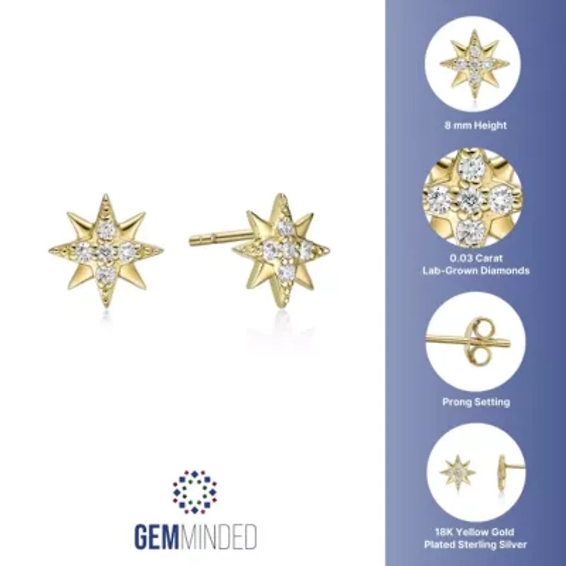 Lab Created Gemminded 1/8 ct. t.w. Lab-Grown Diamond Earrings in 18k Gold Over Silver