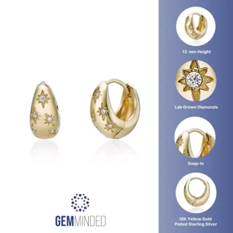 Lab Created Gemminded 1/10 ct. t.w. Lab-Grown Diamond Hoop Earrings in 18k Gold Over Silver