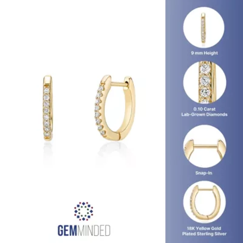 Lab Created 1/10 ct. t.w. Lab Grown Diamond Hoop Earrings in 18K Gold Plated Silver