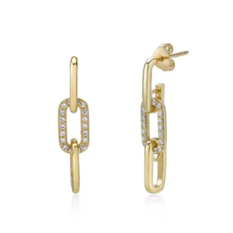 Lab Created 1/3 ct. t.w. Lab Grown Diamond Drop Earrings in 18K Gold Plated Silver