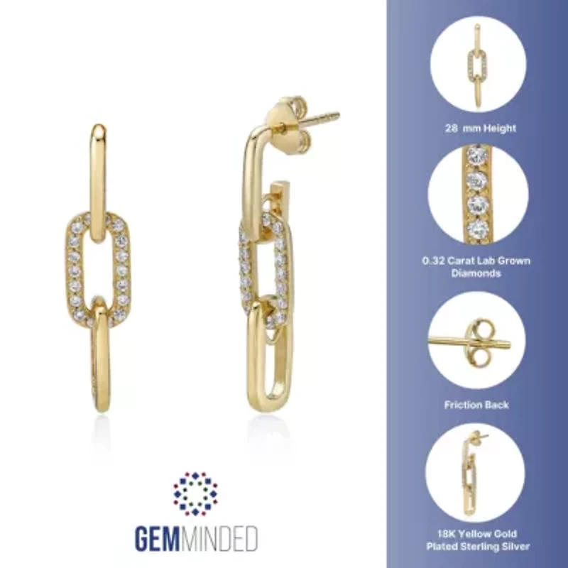 Lab Created 1/3 ct. t.w. Lab Grown Diamond Drop Earrings in 18K Gold Plated Silver