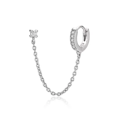 Lab Created Lab-Grown Diamond Accent Single Huggie Earring Sterling Silver