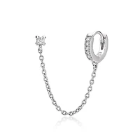 Lab Created Lab-Grown Diamond Accent Single Huggie Earring Sterling Silver