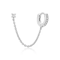 Lab Created Lab-Grown Diamond Accent Single Huggie Earring Sterling Silver