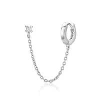 Lab Created Lab-Grown Diamond Accent Single Huggie Earring Sterling Silver