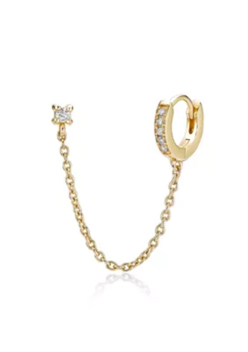 Lab Created Gemminded Lab-Grown Diamond Accent Single Huggie Earring in 18k Gold Over Silver