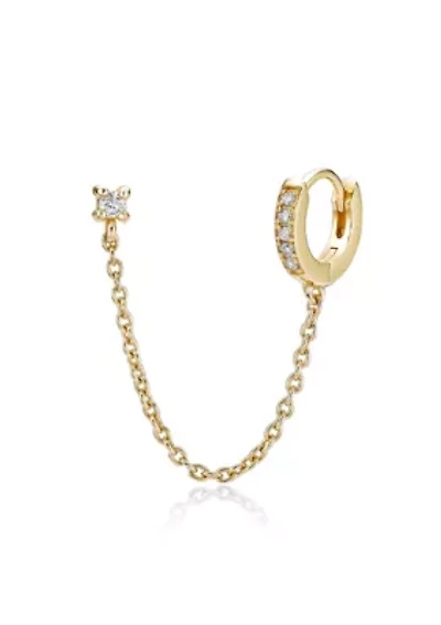 Lab Created Gemminded Lab-Grown Diamond Accent Single Huggie Earring in 18k Gold Over Silver
