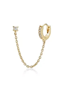 Lab Created Gemminded Lab-Grown Diamond Accent Single Huggie Earring in 18k Gold Over Silver