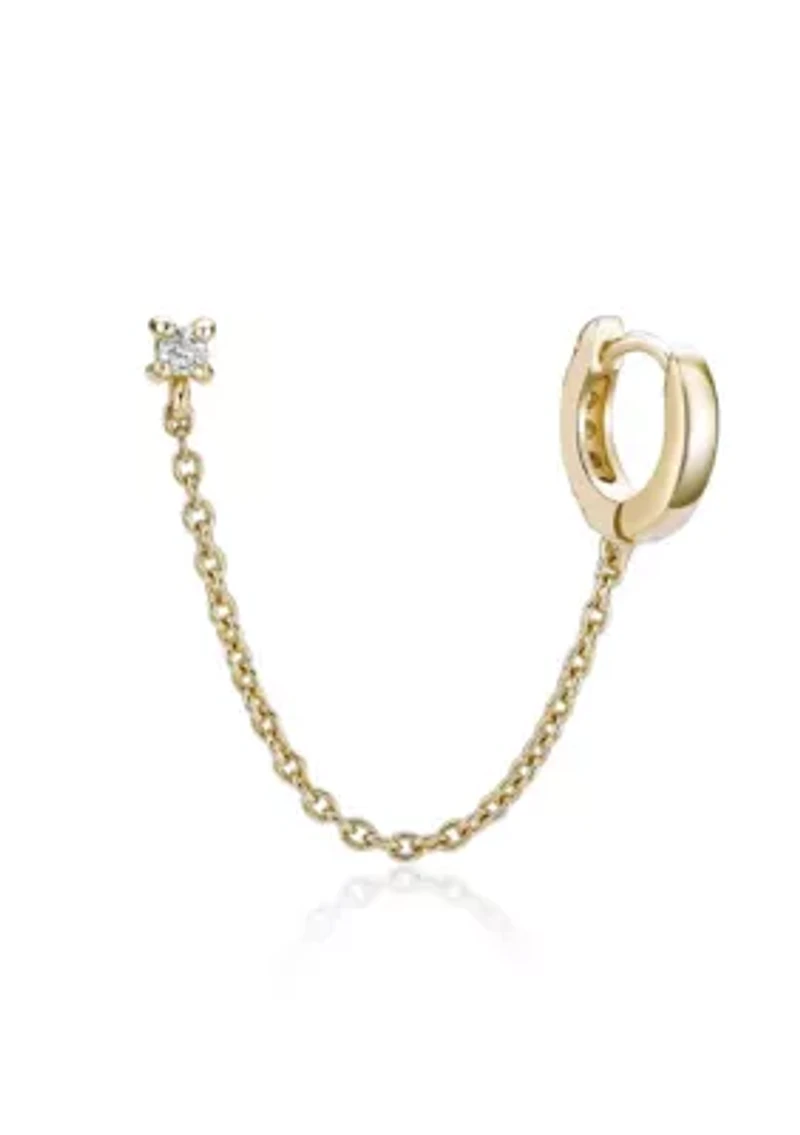 Lab Created Gemminded Lab-Grown Diamond Accent Single Huggie Earring in 18k Gold Over Silver