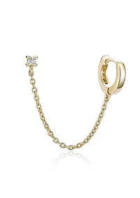 Lab Created Gemminded Lab-Grown Diamond Accent Single Huggie Earring in 18k Gold Over Silver