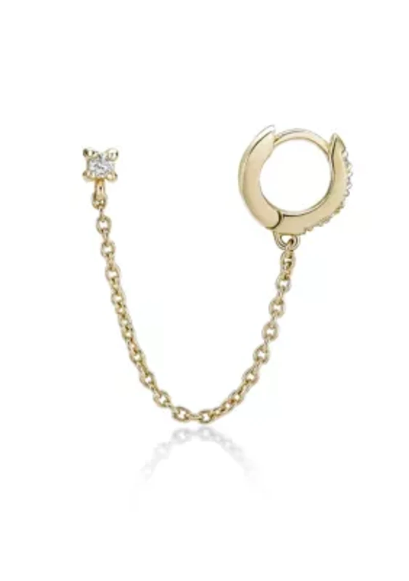 Lab Created Gemminded Lab-Grown Diamond Accent Single Huggie Earring in 18k Gold Over Silver