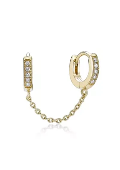 Lab Created Gemminded 1/10 ct. t.w. Lab-Grown Diamond Single Huggie Earring in 18k Gold Over Silver
