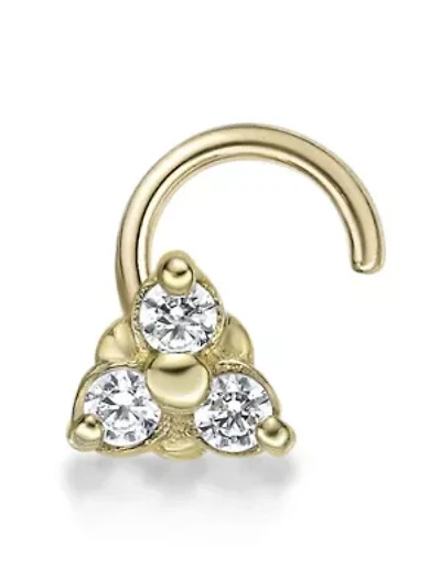 Lab Created Lila Moon Lab-Grown Diamond Accent 3-Stone Nose Stud in 10K Gold