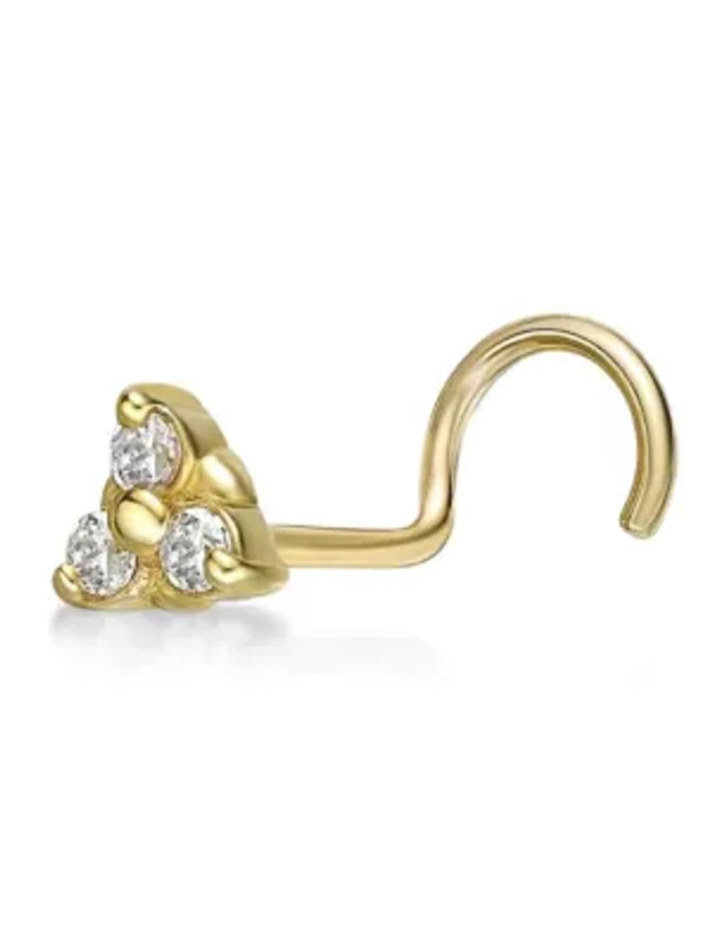 Lab Created Lila Moon Lab-Grown Diamond Accent 3-Stone Nose Stud in 10K Gold