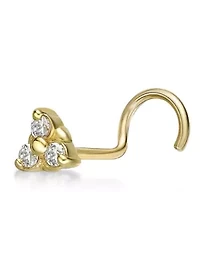 Lab Created Lila Moon Lab-Grown Diamond Accent 3-Stone Nose Stud in 10K Gold