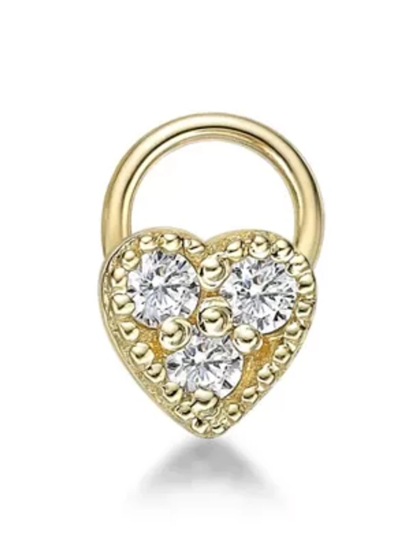 Lab Created Lila Moon Lab-Grown Diamond Accent Heart Nose Stud in 10K Gold