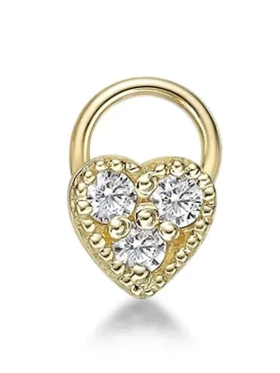 Lab Created Lila Moon Lab-Grown Diamond Accent Heart Nose Stud in 10K Gold