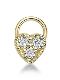 Lab Created Lila Moon Lab-Grown Diamond Accent Heart Nose Stud in 10K Gold